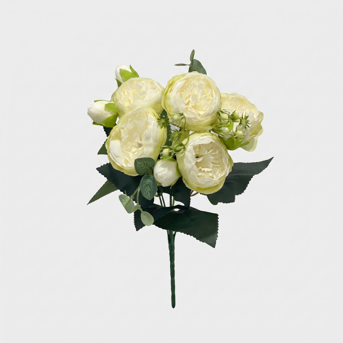 21.5-in Silk Peony Stem Bundle - Green/White Main image
