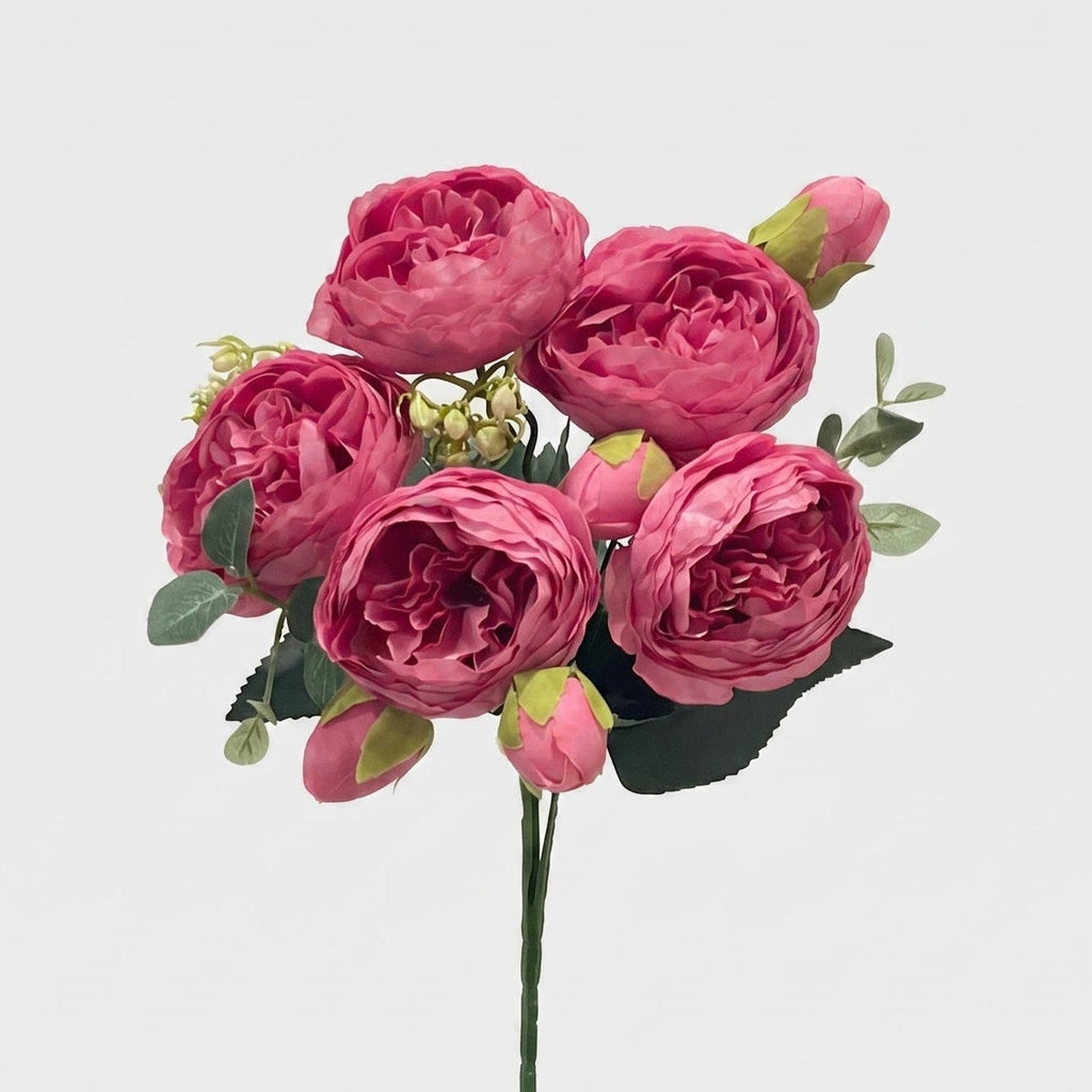 21.5-in Silk Peony Stem Bundle - Hot Pink