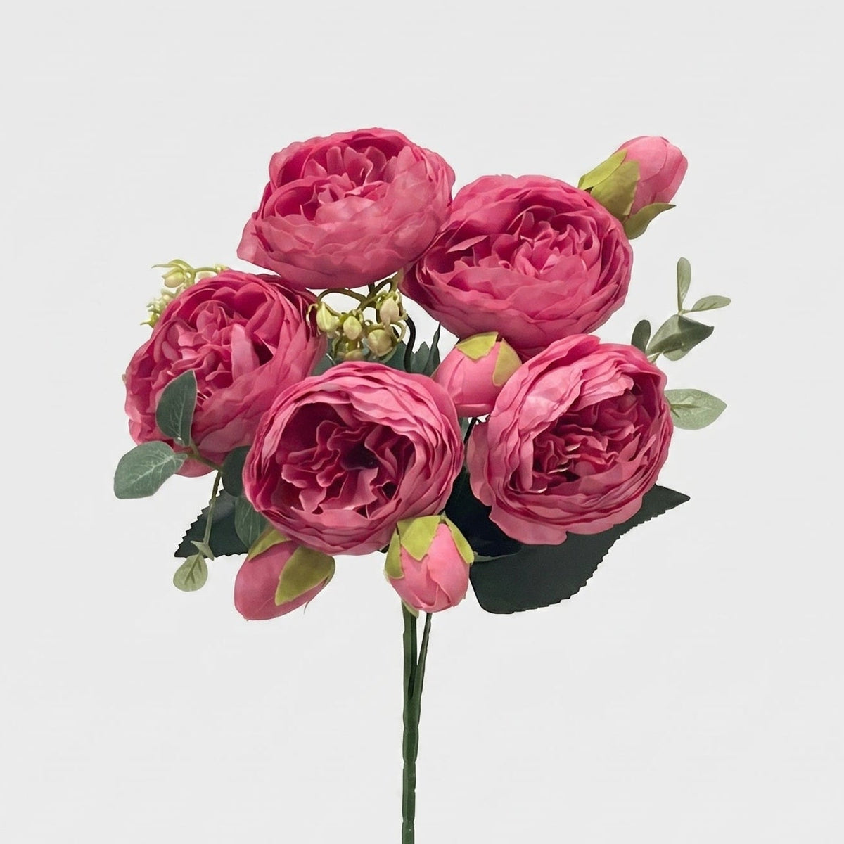 21.5-in Silk Peony Stem Bundle - Hot Pink