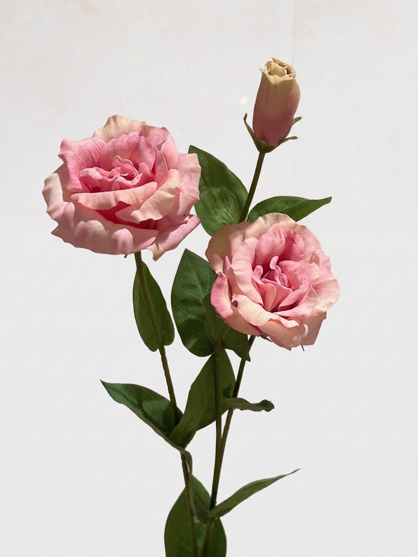 Real Touch Lisianthus Stem | Faux Eustoma with Bud and Foliage - Pink