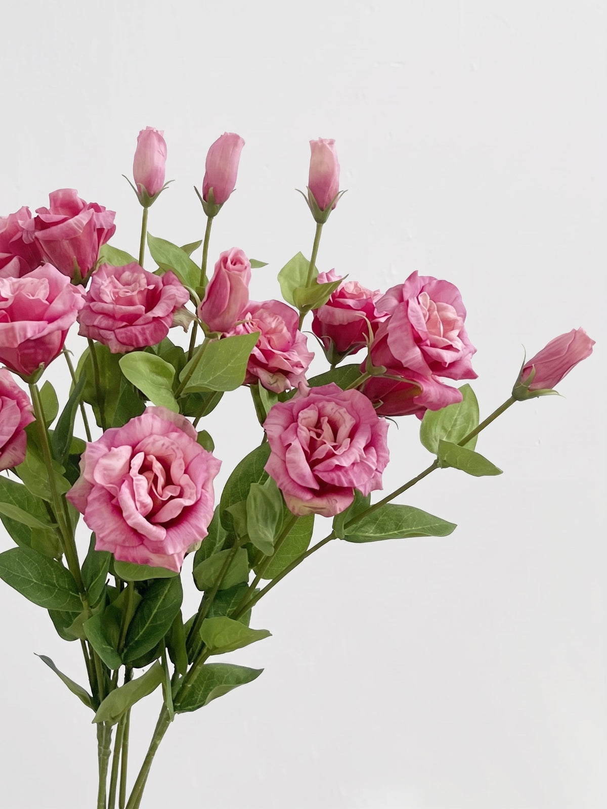 Real Touch Lisianthus Stem | Faux Eustoma with Bud and Foliage - Rose Red (extra)