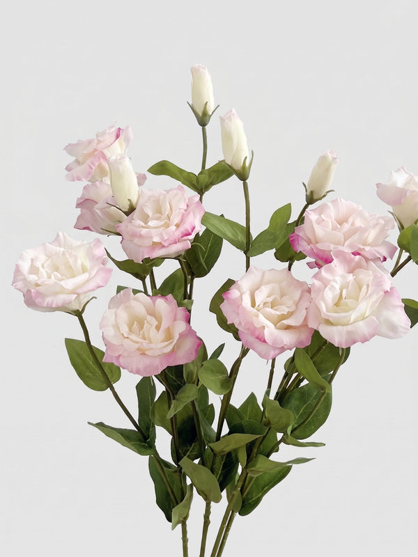 Real Touch Lisianthus Stem | Faux Eustoma with Bud and Foliage - White (extra)