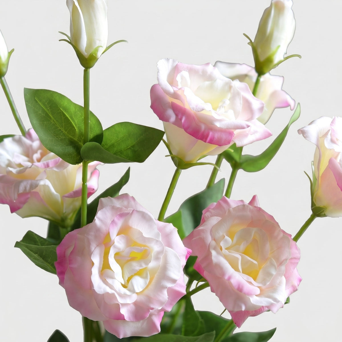 Real Touch Lisianthus Stem | Faux Eustoma with Bud and Foliage - Light Pink (extra)