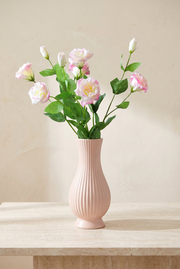 Real Touch Lisianthus Stem | Faux Eustoma with Bud and Foliage - Light Pink (extra)