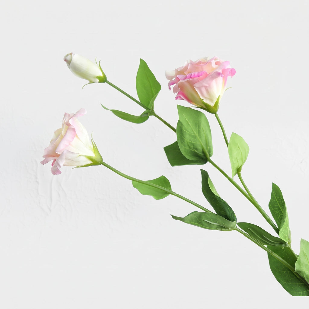 Real Touch Lisianthus Stem | Faux Eustoma with Bud and Foliage - Light Pink (extra)