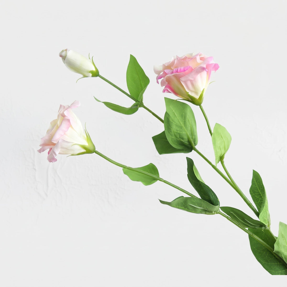 Real Touch Lisianthus Stem | Faux Eustoma with Bud and Foliage - Light Pink (extra)