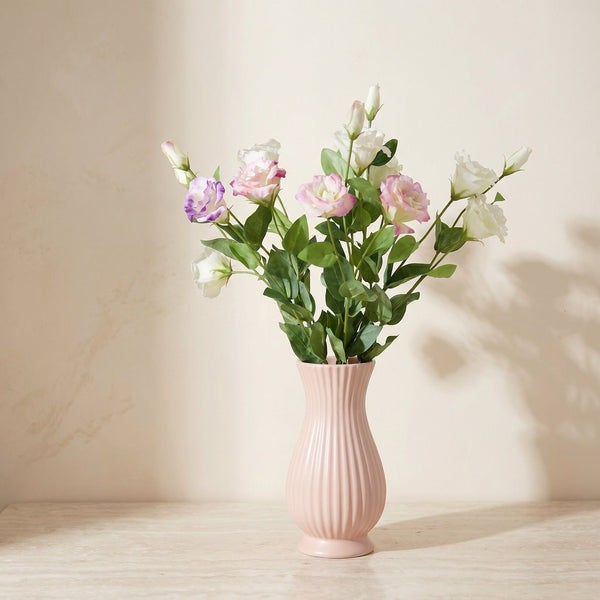 Real Touch Lisianthus Stem | Faux Eustoma with Bud and Foliage - Light Pink (extra)