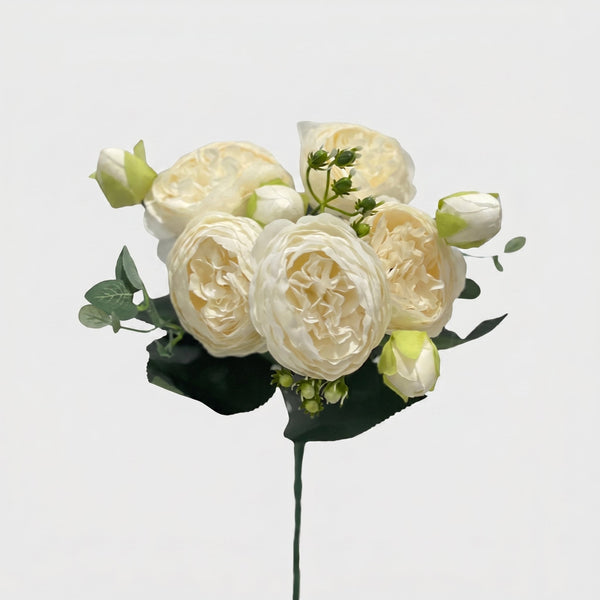 21.5-in Silk Peony Stem Bundle - White