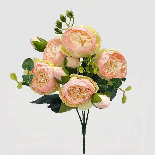 21.5-in Silk Peony Stem Bundle - Yellow
