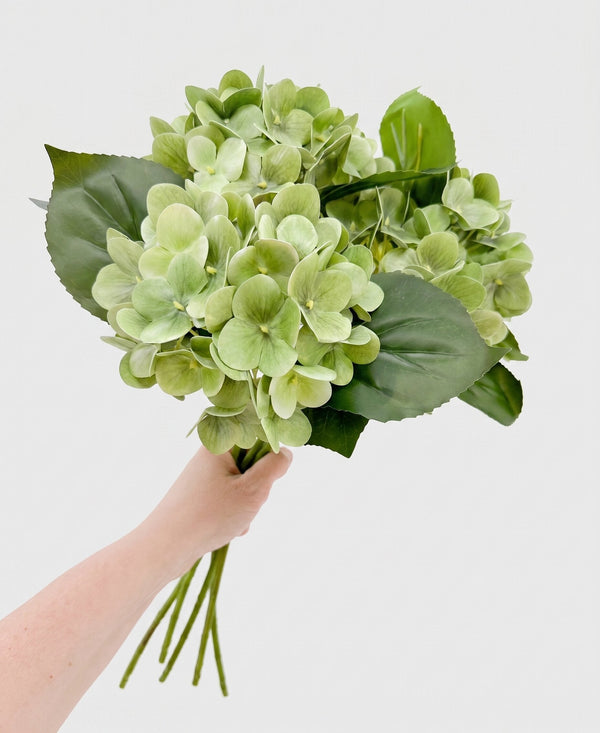 Real Touch Hydrangea Stem, Lifelike Faux Hydrangea Cluster - Green (extra)