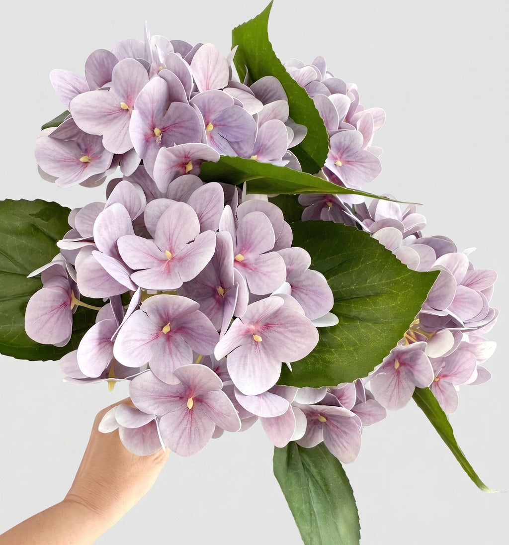 Real Touch Hydrangea Stem, Lifelike Faux Hydrangea Cluster - Lavender (extra)