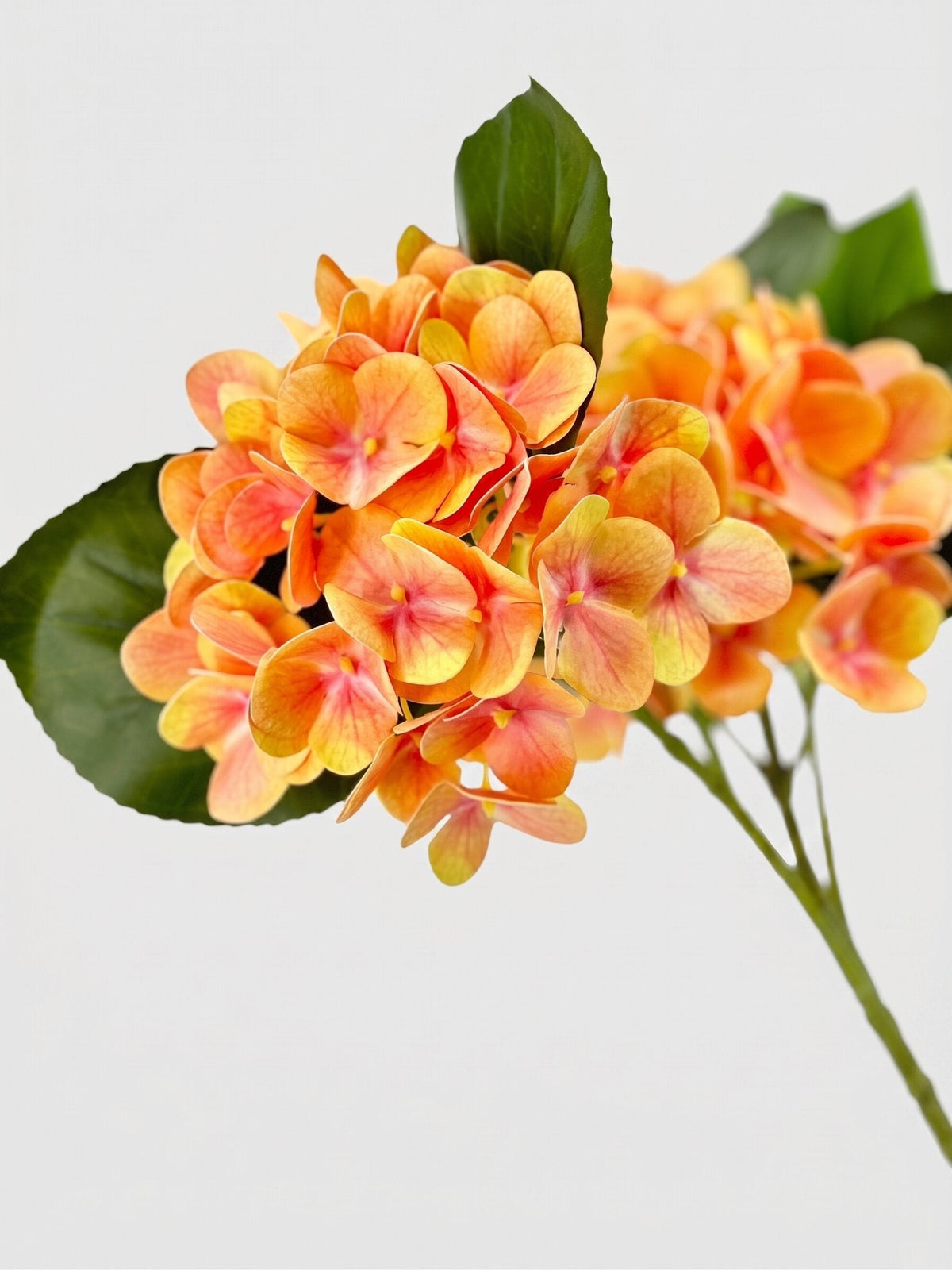 Real Touch Hydrangea Stem, Lifelike Faux Hydrangea Cluster - Orange (extra)