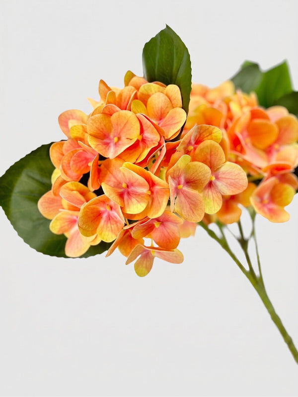 Real Touch Hydrangea Stem, Lifelike Faux Hydrangea Cluster - Orange (extra)