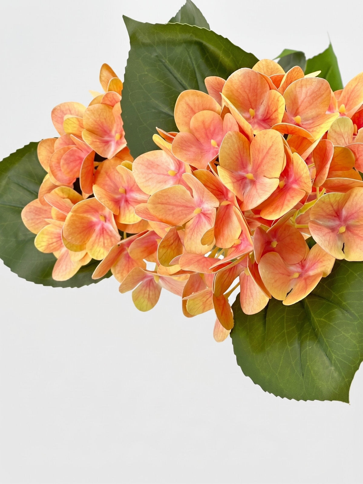 Real Touch Hydrangea Stem, Lifelike Faux Hydrangea Cluster - Orange