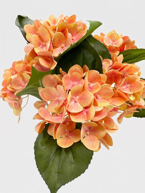 Real Touch Hydrangea Stem, Lifelike Faux Hydrangea Cluster - Orange (extra)
