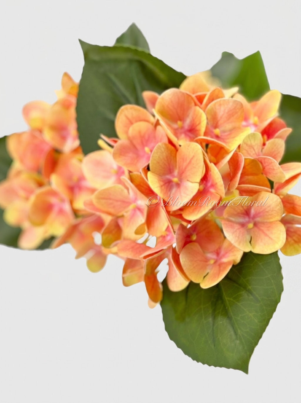 Real Touch Hydrangea Stem, Lifelike Faux Hydrangea Cluster - Orange (extra)