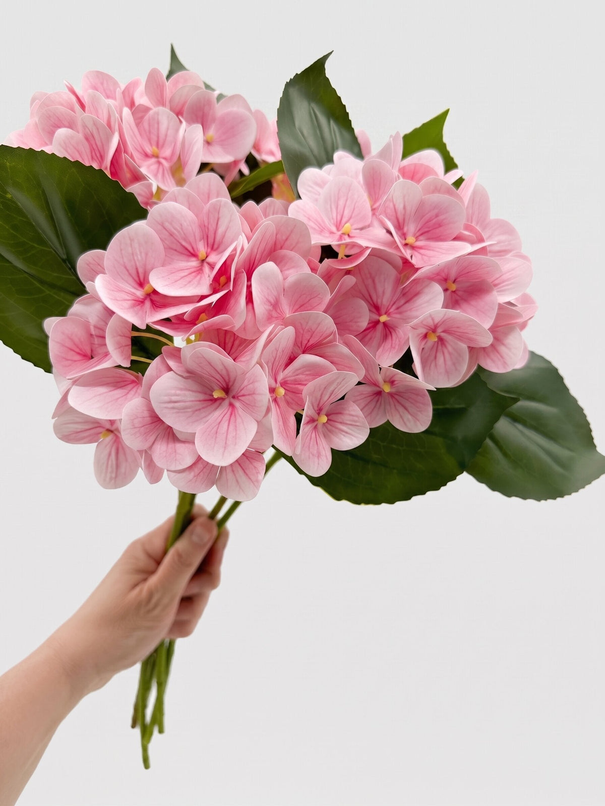 Real Touch Hydrangea Stem, Lifelike Faux Hydrangea Cluster - Pink (extra)