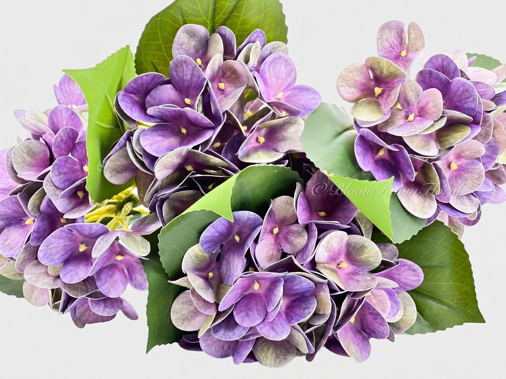 Real Touch Hydrangea Stem, Lifelike Faux Hydrangea Cluster - Purple (extra)
