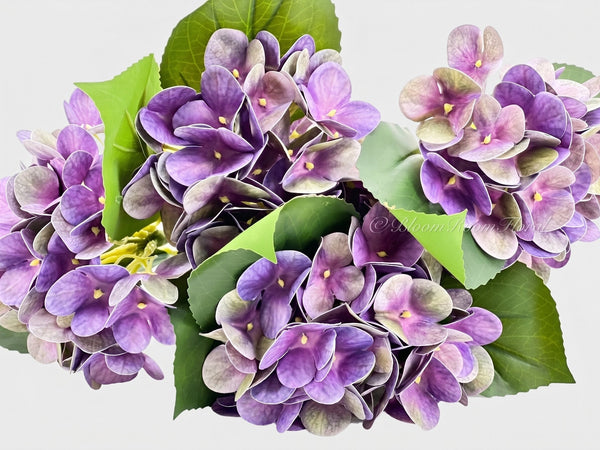 Real Touch Hydrangea Stem, Lifelike Faux Hydrangea Cluster - Purple (extra)
