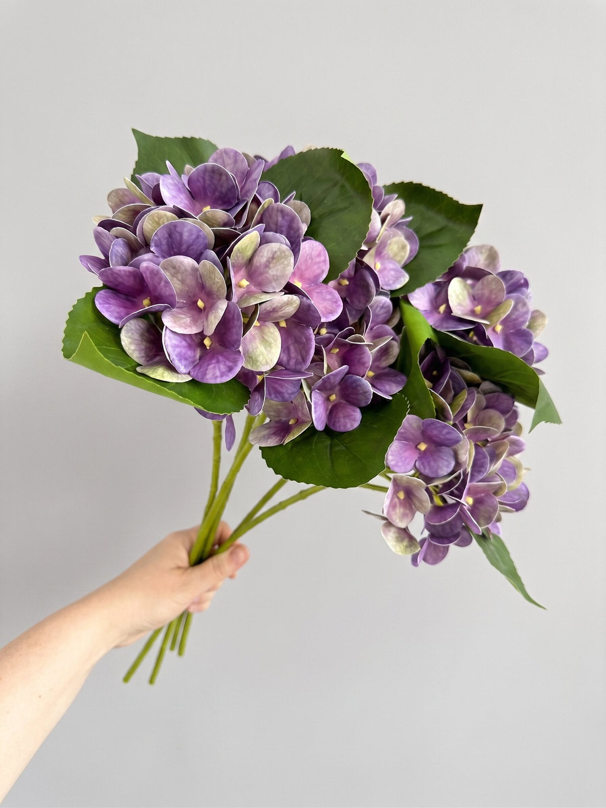 Real Touch Hydrangea Stem, Lifelike Faux Hydrangea Cluster - Purple (extra)