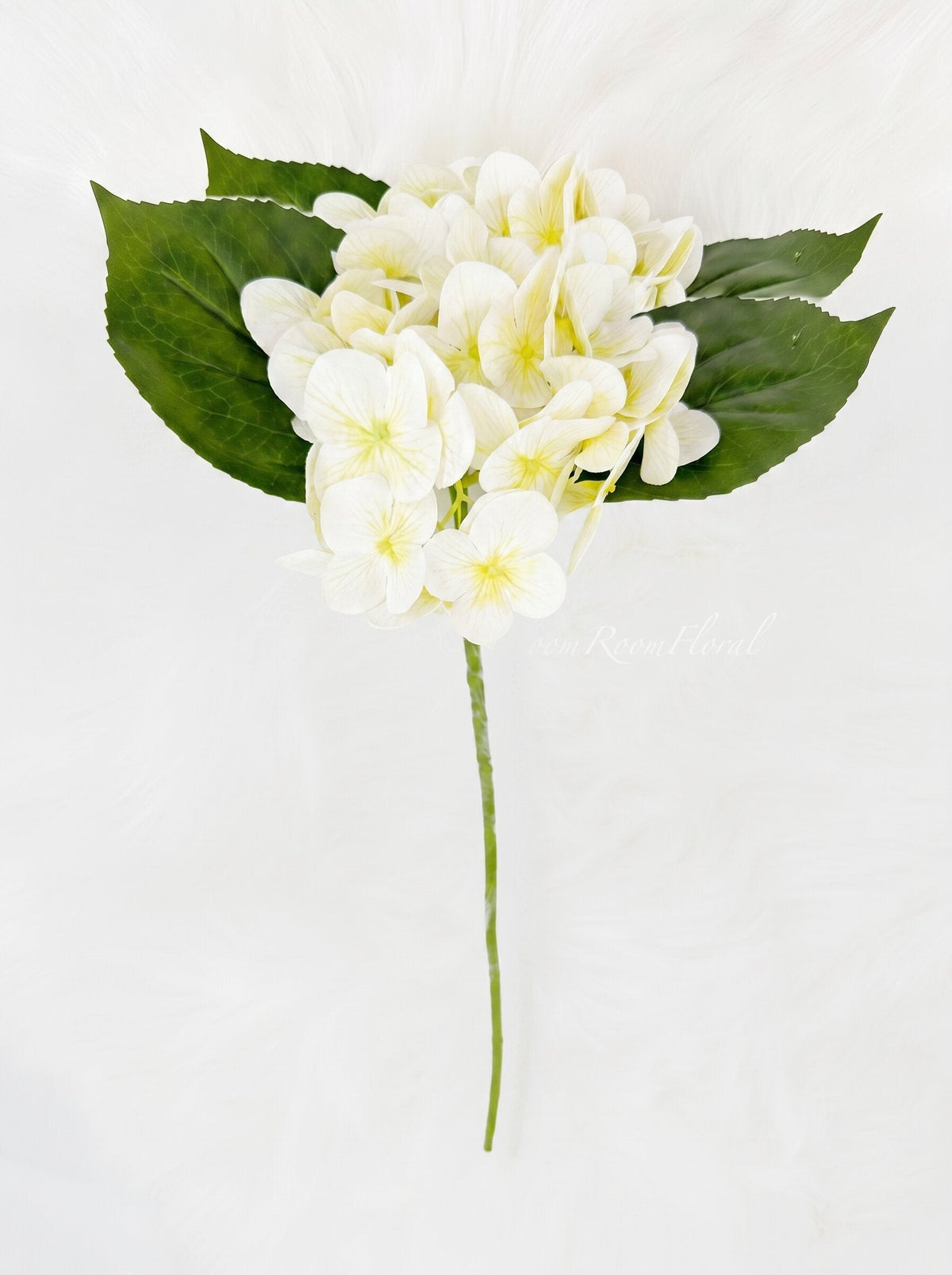 Real Touch Hydrangea Stem, Lifelike Faux Hydrangea Cluster - White