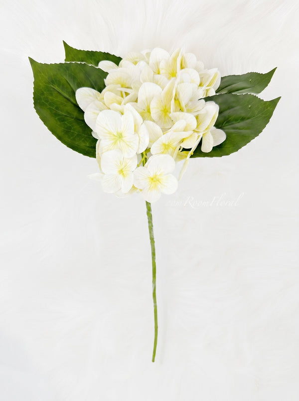 Real Touch Hydrangea Stem, Lifelike Faux Hydrangea Cluster - White
