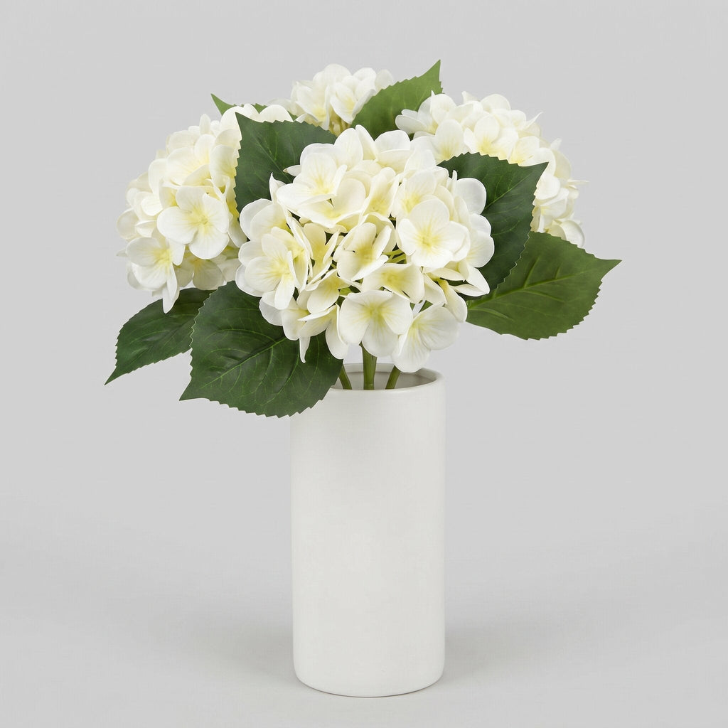 Real Touch Hydrangea Stem, Lifelike Faux Hydrangea Cluster - White (extra)