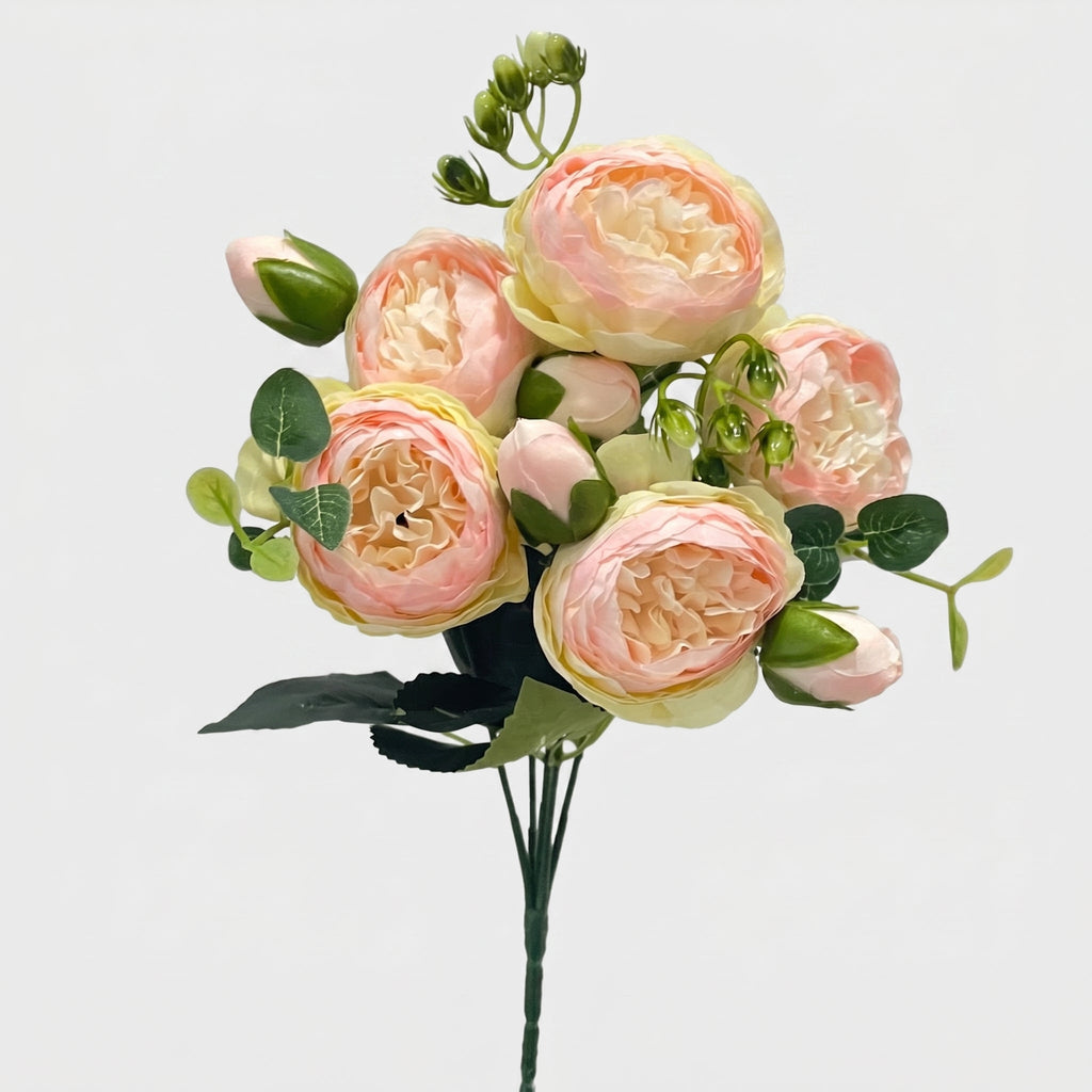 21.5-in Silk Peony Stem Bundle - Yellow