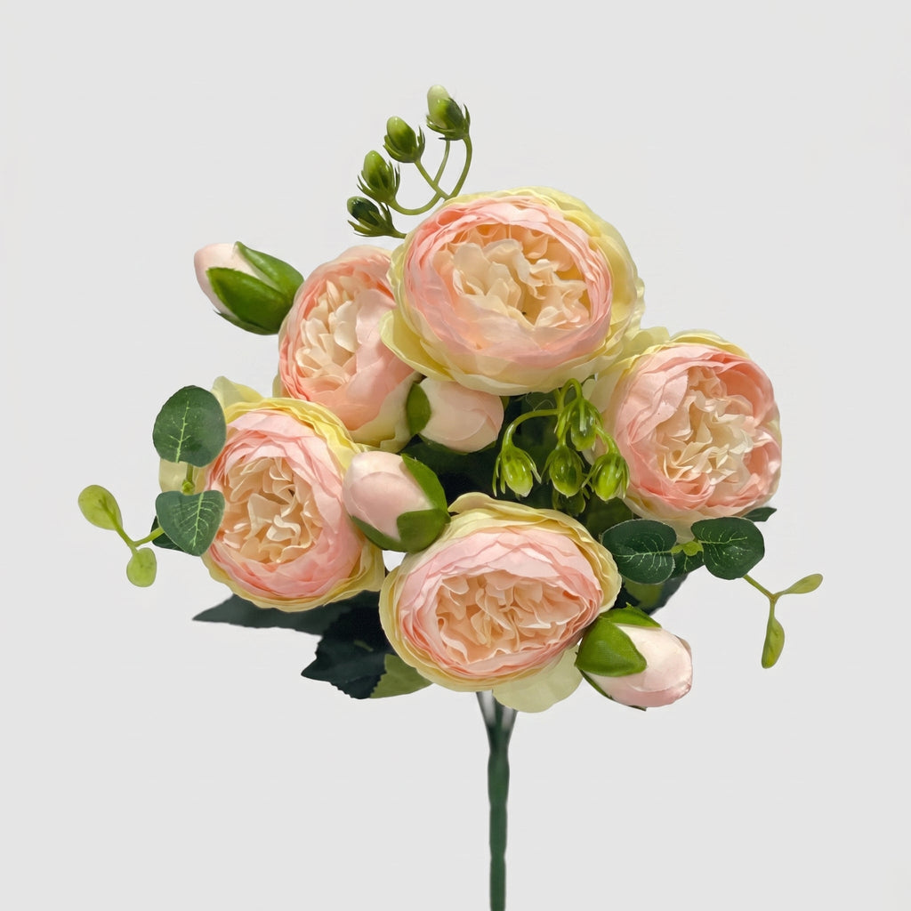 21.5-in Silk Peony Stem Bundle - Yellow