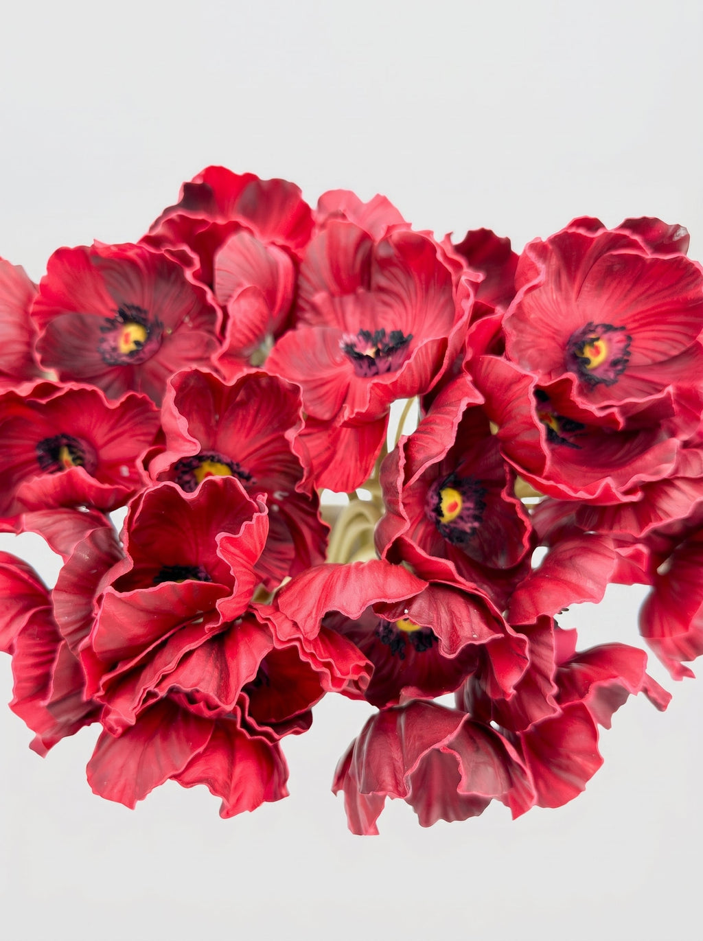 Real Touch Poppy Anemone Bundle | 10-Stem Faux Floral 13.78" - Red (extra)