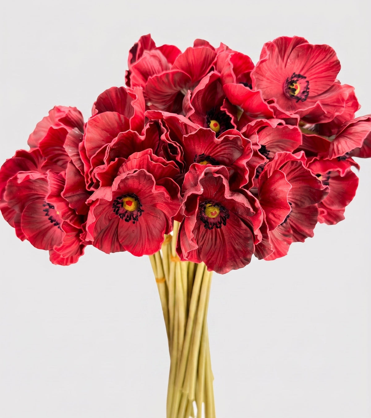 Real Touch Poppy Anemone Bundle | 10-Stem Faux Floral 13.78" - Red (extra)