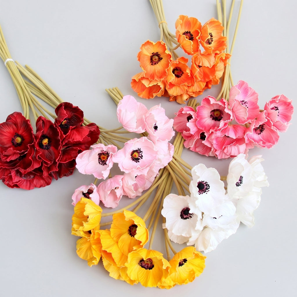 Real Touch Poppy Anemone Bundle | 10-Stem Faux Floral 13.78" - Gallery