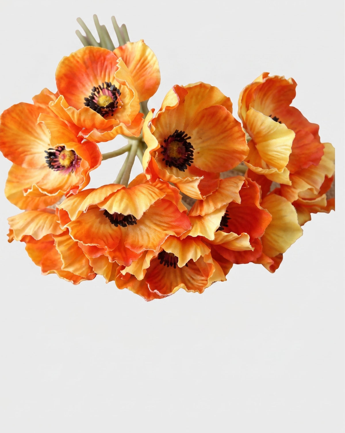 Real Touch Poppy Anemone Bundle | 10-Stem Faux Floral 13.78" - Orange