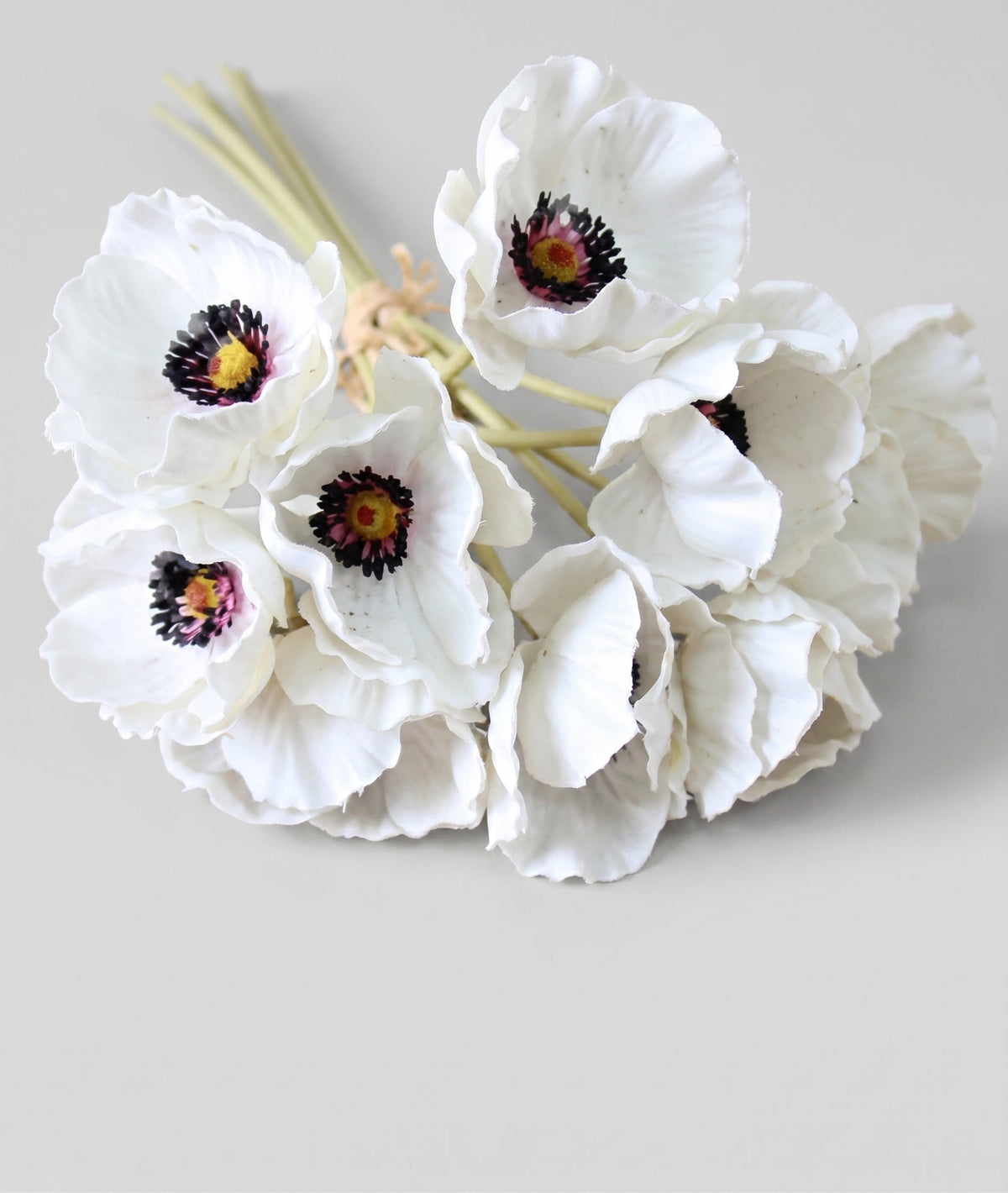 Real Touch Poppy Anemone Bundle | 10-Stem Faux Floral 13.78" - White