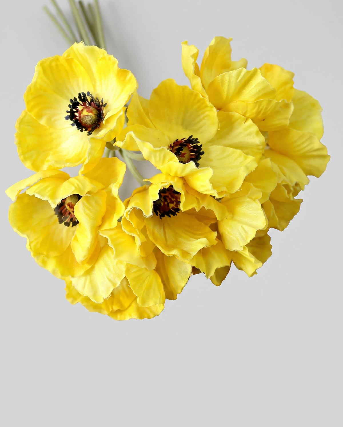 Real Touch Poppy Anemone Bundle | 10-Stem Faux Floral 13.78" - Yellow