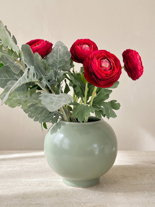 Ranunculus Stem | Realistic Faux Floral with Bud Spray - Red (extra)