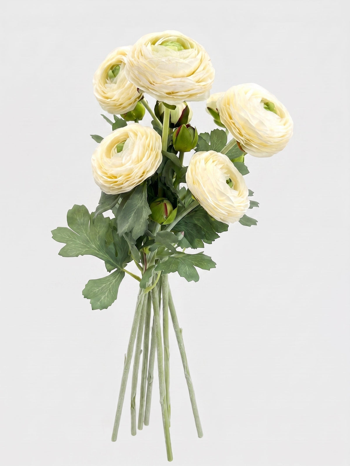 Ranunculus Stem | Realistic Faux Floral with Bud Spray - Cream White (extra)