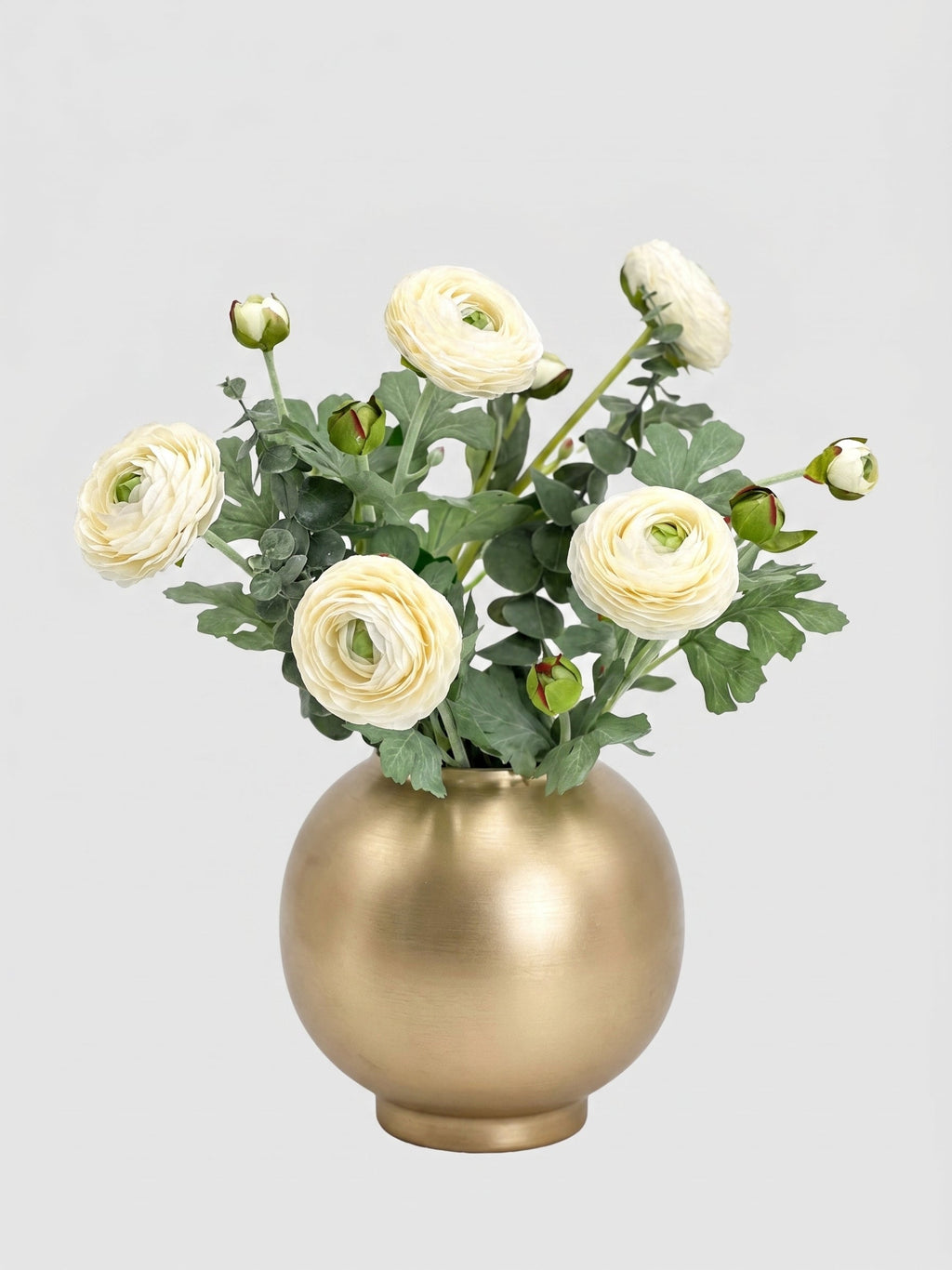 Ranunculus Stem | Realistic Faux Floral with Bud Spray - Cream White (extra)