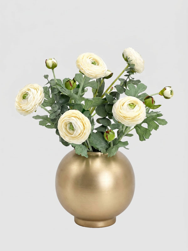 Ranunculus Stem | Realistic Faux Floral with Bud Spray - Cream White (extra)