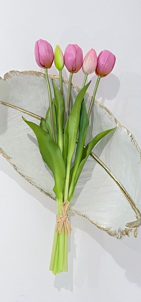 16-in Real Touch Tulip Stem Bundle of 5 - Lavender Purple