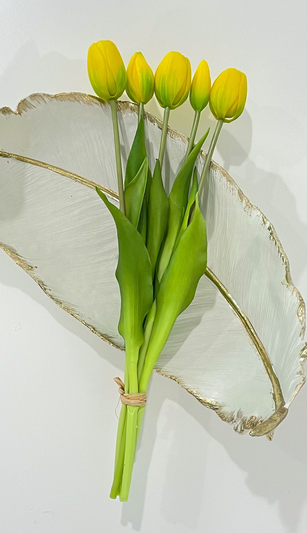 16-in Real Touch Tulip Stem Bundle of 5 - Yellow