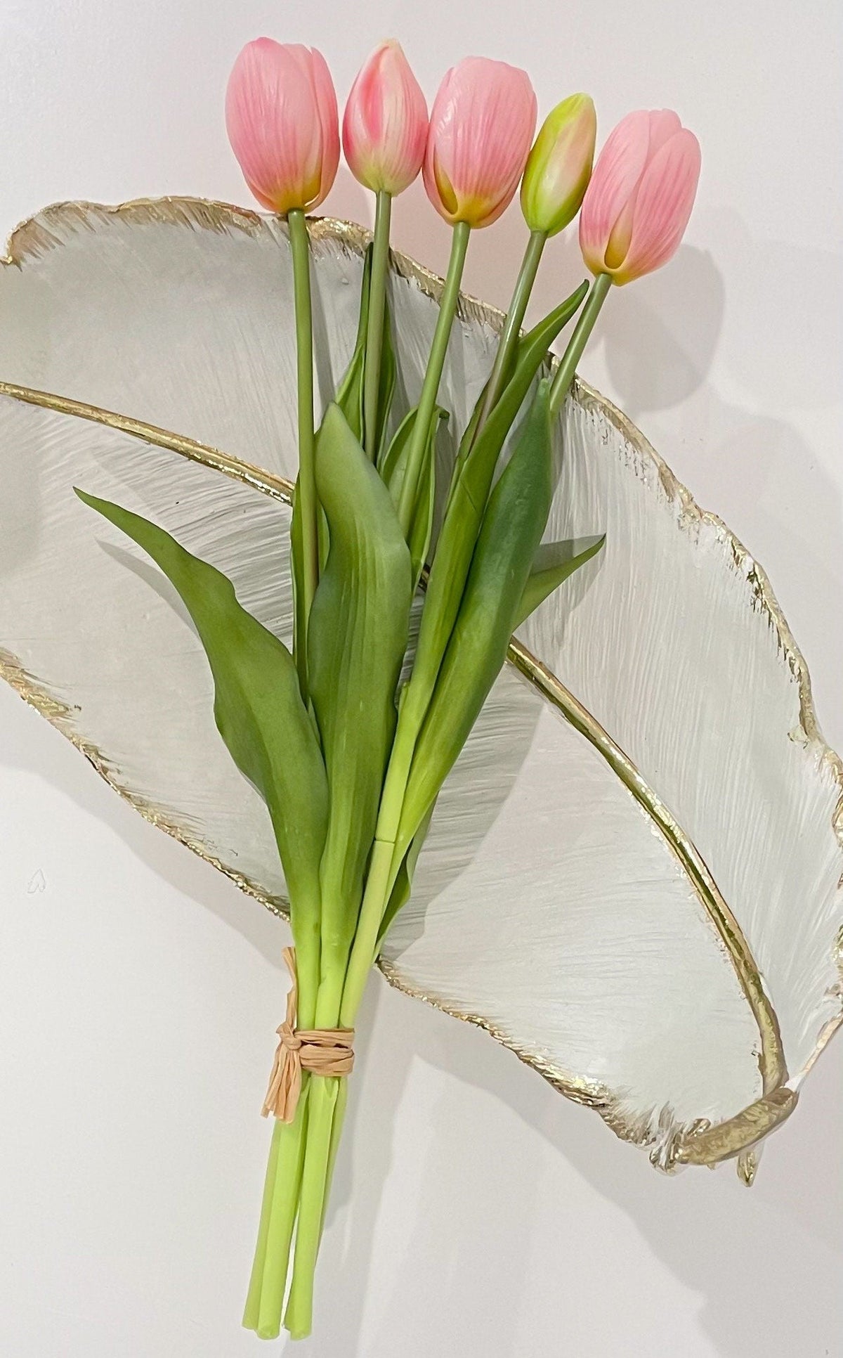 16-in Real Touch Tulip Stem Bundle of 5 - Light Pink Main image