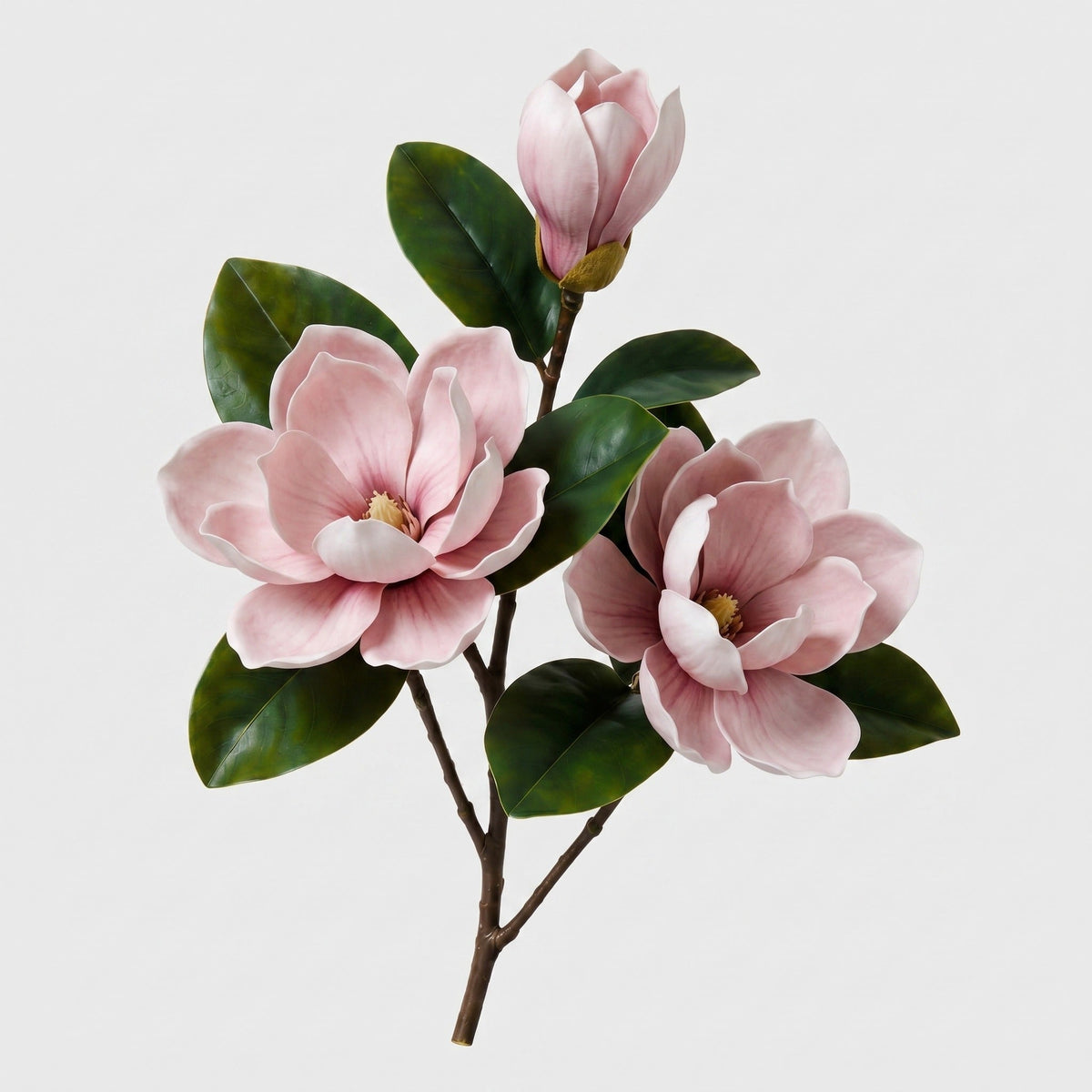 Real Touch Magnolia Stem 3-Head | Pink Magnolia Branch - Pink