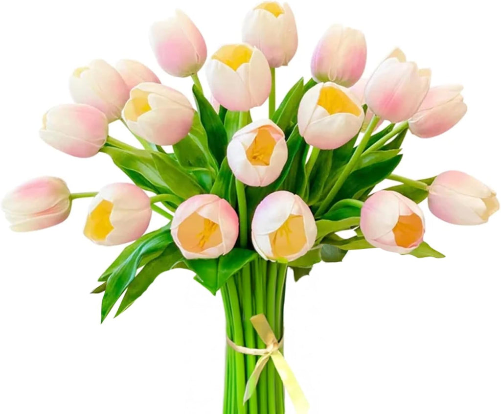 20-in Real Touch Tulip Stems, Set of 6 - Light Pink Ombre