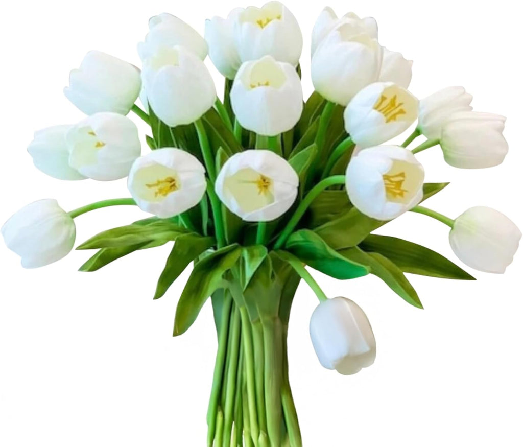 20-in Real Touch Tulip Stems, Set of 6 - White