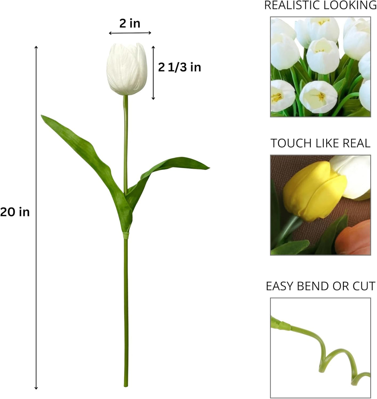 20-in Real Touch Tulip Stems, Set of 6 - styled
