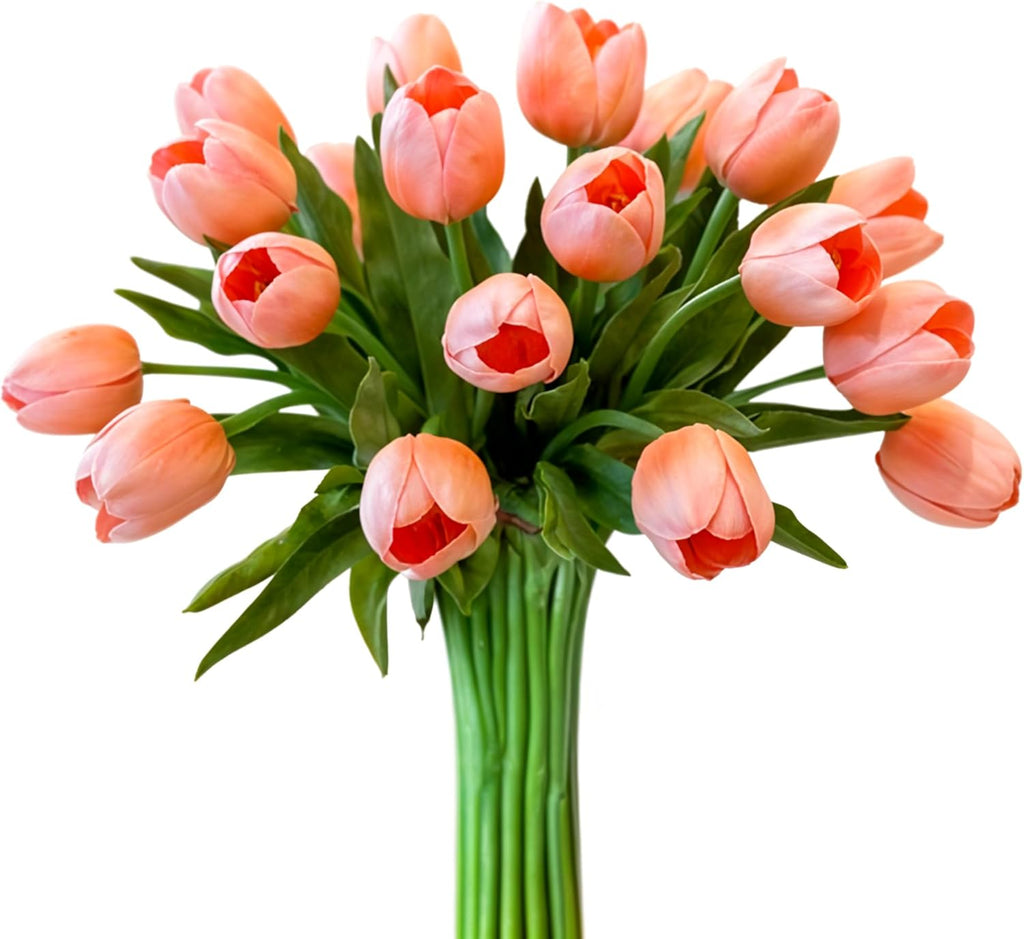 20-in Real Touch Tulip Stems, Set of 6 - Orange