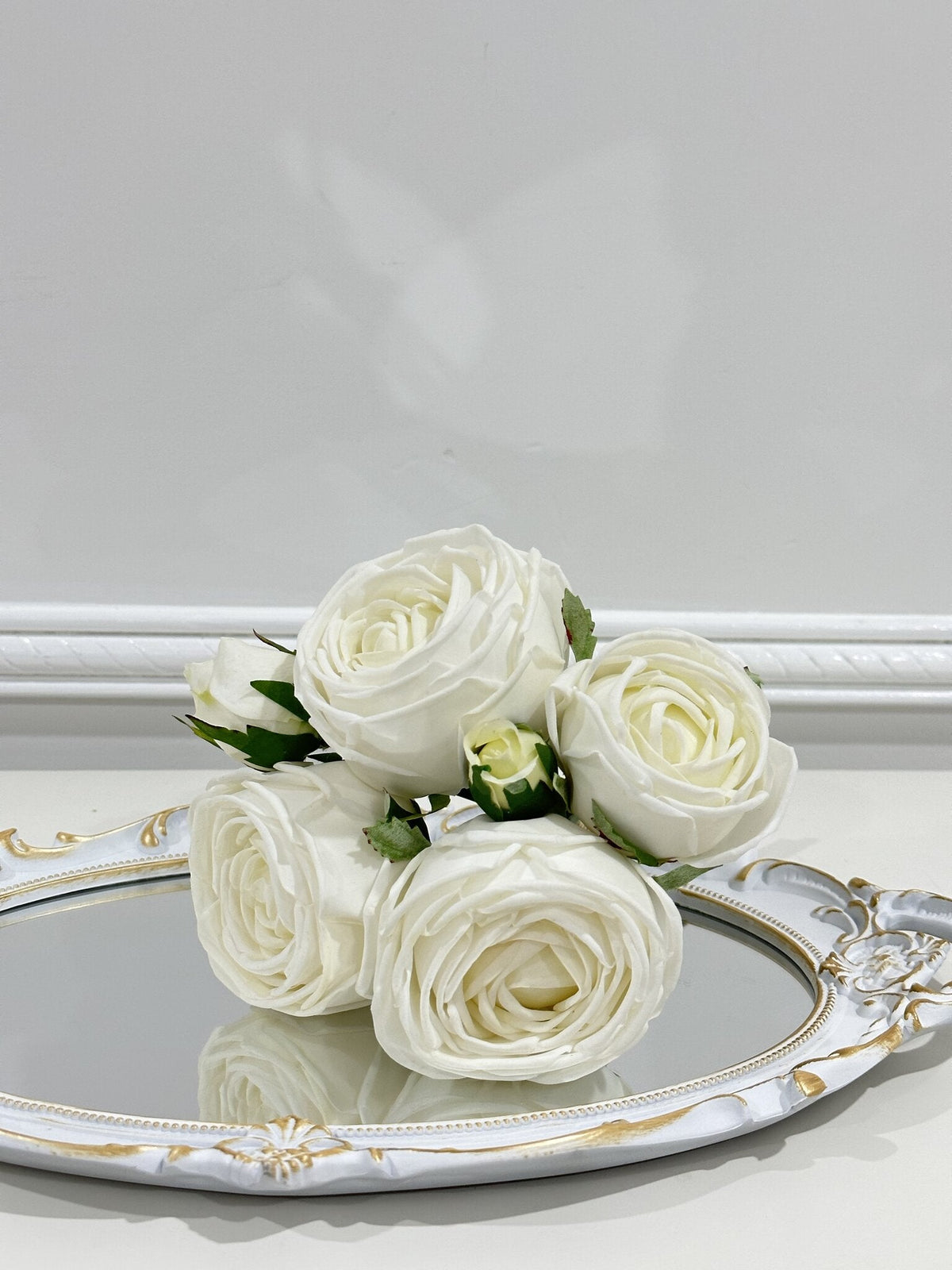 5-Stem Real Touch Garden Rose Bouquet - White