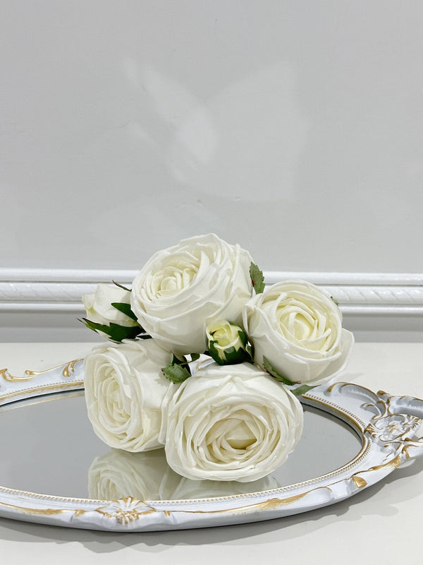 5-Stem Real Touch Garden Rose Bouquet - White