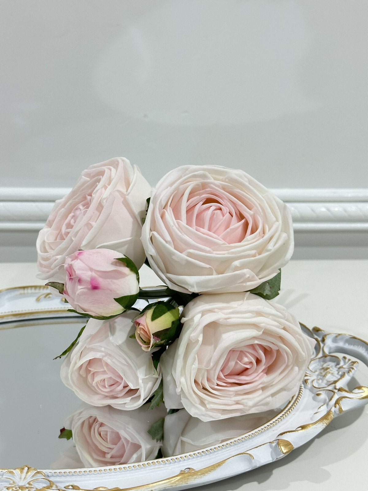 5-Stem Real Touch Garden Rose Bouquet - Blush Pink Main image
